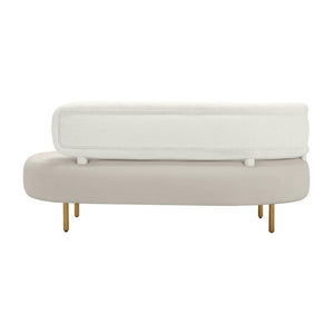 TOV Furniture Tischa 70" Upholstered Sofa - Chic Modern Design with Curved Profile & Luxe Brass Legs for Elegance Cream/Grey TOV-L68941