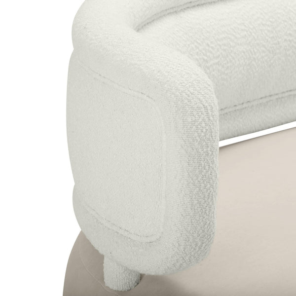 TOV Furniture Tischa 70" Upholstered Sofa - Chic Modern Design with Curved Profile & Luxe Brass Legs for Elegance Cream/Grey TOV-L68941