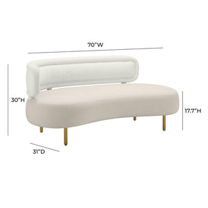 TOV Furniture Tischa 70" Upholstered Sofa - Chic Modern Design with Curved Profile & Luxe Brass Legs for Elegance Cream/Grey TOV-L68941