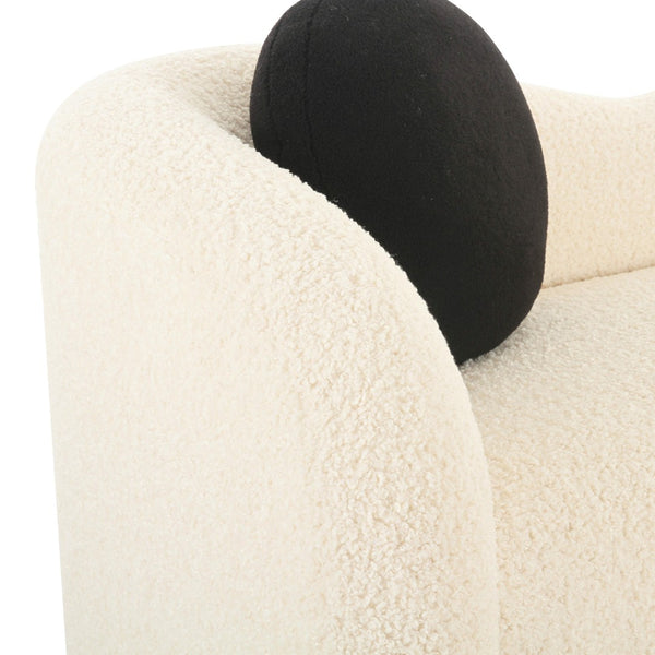 TOV Furniture Leonie Beige Faux Shearling Sofa: Sumptuous Comfort, Elegant Design, & Cozy Accent Pillow Included TOV-L68962