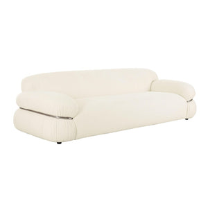 TOV Furniture Leyla 98" Cream Boucle Sofa - Mid-Century Modern Elegance with Chrome Accent, Soft & Durable Comfort TOV-L68964