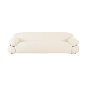 TOV Furniture Leyla 98" Cream Boucle Sofa - Mid-Century Modern Elegance with Chrome Accent, Soft & Durable Comfort TOV-L68964