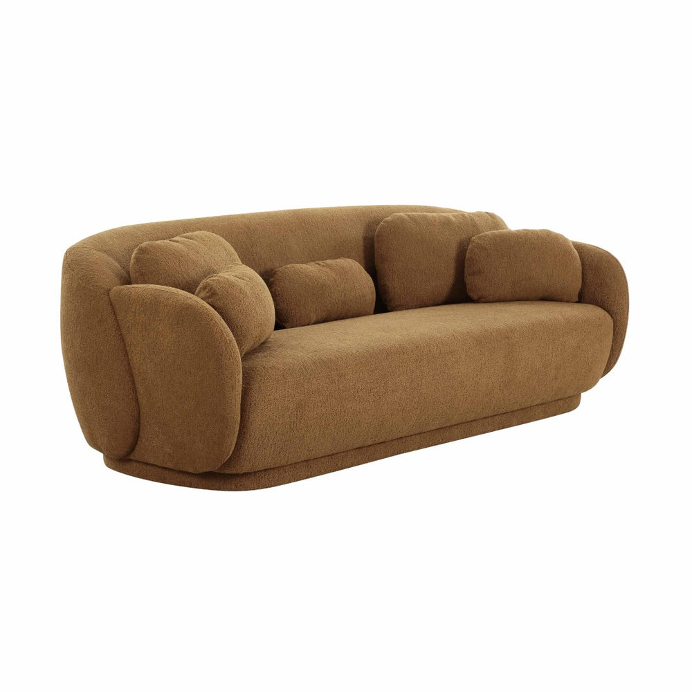 TOV Furniture Misty 90" Boucle Sofa - Mid-Century Modern Comfort with Plush Cushions & Sculptural Design for Living Rooms Brown TOV-L68987