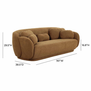 TOV Furniture Misty 90" Boucle Sofa - Mid-Century Modern Comfort with Plush Cushions & Sculptural Design for Living Rooms Brown TOV-L68987