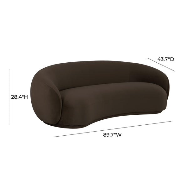 TOV Furniture Kendall 90" Velvet Sofa - Luxurious Curved Design with Plush Comfort for Contemporary Living Spaces Brown TOV-L69004