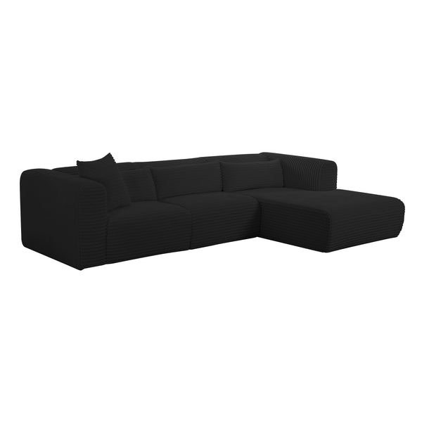 Tarra Fluffy Oversized Black Corduroy Modular RAF Sectional TOV-L69006-L69010 TOV Furniture