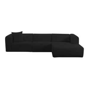 Tarra Fluffy Oversized Black Corduroy Modular RAF Sectional TOV-L69006-L69010 TOV Furniture