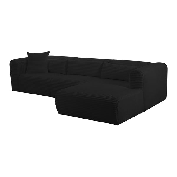 Tarra Fluffy Oversized Black Corduroy Modular RAF Sectional TOV-L69006-L69010 TOV Furniture