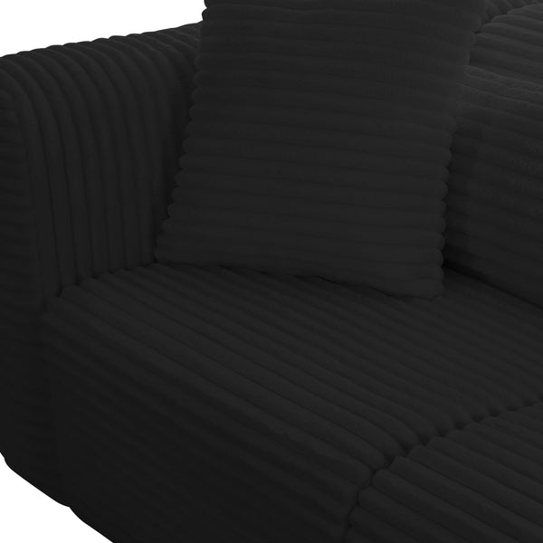 Tarra Fluffy Oversized Black Corduroy Modular RAF Sectional TOV-L69006-L69010 TOV Furniture