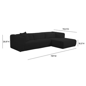 Tarra Fluffy Oversized Black Corduroy Modular RAF Sectional TOV-L69006-L69010 TOV Furniture