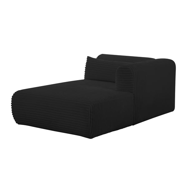 Tarra Fluffy Oversized Black Corduroy Modular RAF Chaise TOV-L69006 TOV Furniture