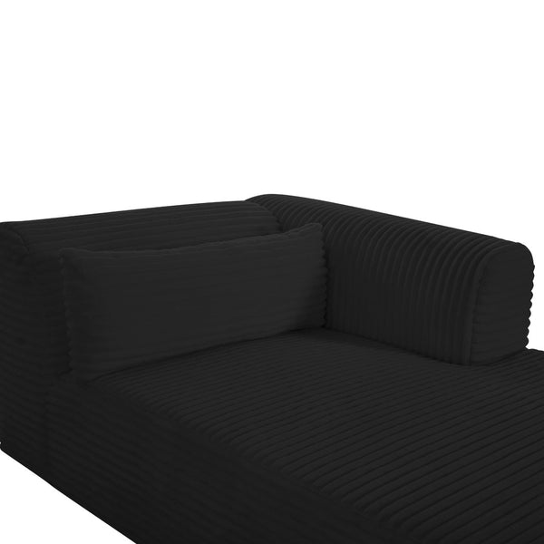 TOV Furniture Tarra 71" Modular Chaise - Plush Corduroy Seating with Liquid-Repelling Finish for Ultimate Comfort Black / RAF TOV-L69006