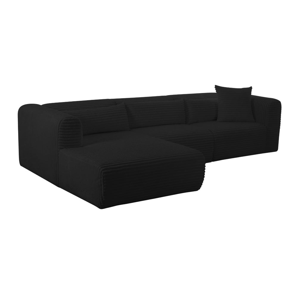 TOV Furniture Tarra Plush Oversized Corduroy Modular Sectional Sofa for Contemporary Comfort and Style Black / LAF TOV-L69007-L69009