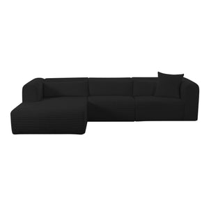 Tarra Fluffy Oversized Black Corduroy Modular LAF Sectional TOV-L69007-L69009 TOV Furniture