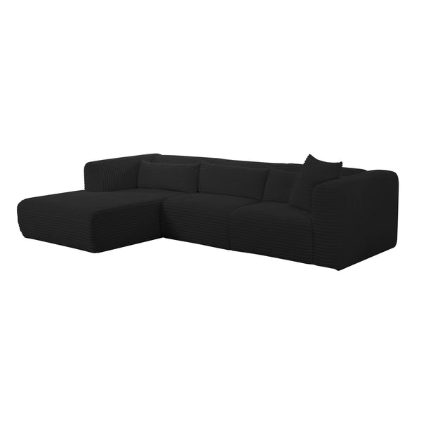 Tarra Fluffy Oversized Black Corduroy Modular LAF Sectional TOV-L69007-L69009 TOV Furniture