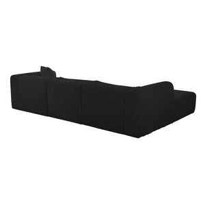 Tarra Fluffy Oversized Black Corduroy Modular LAF Sectional TOV-L69007-L69009 TOV Furniture