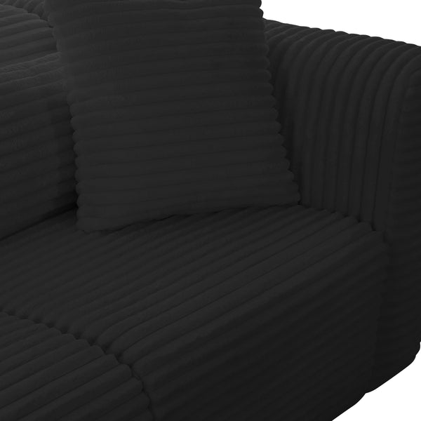 Tarra Fluffy Oversized Black Corduroy Modular LAF Sectional TOV-L69007-L69009 TOV Furniture