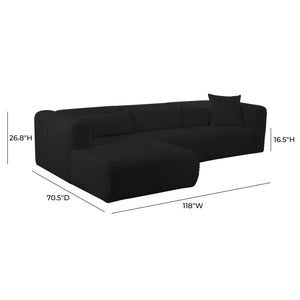 Tarra Fluffy Oversized Black Corduroy Modular LAF Sectional TOV-L69007-L69009 TOV Furniture
