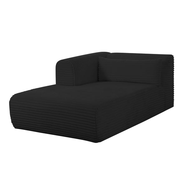 Tarra Fluffy Oversized Black Corduroy Modular LAF Chaise TOV-L69007 TOV Furniture