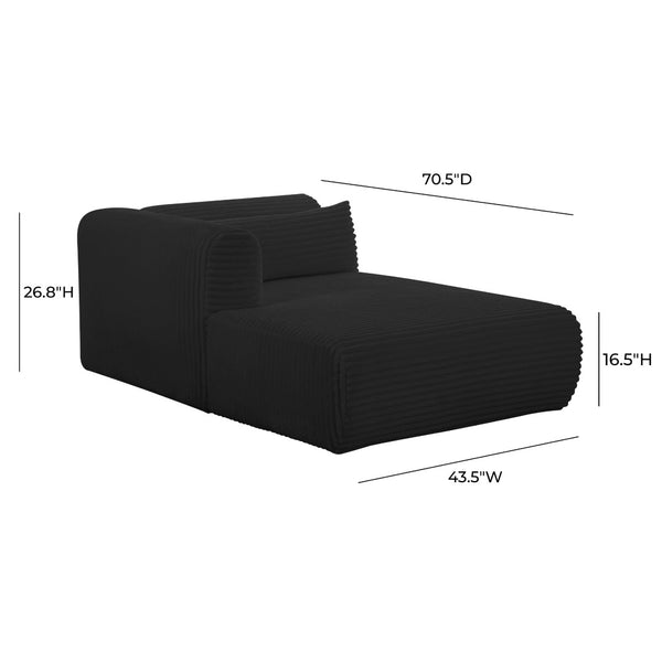 TOV Furniture Tarra 71" Modular Chaise - Plush Corduroy Seating with Liquid-Repelling Finish for Ultimate Comfort Black / LAF TOV-L69007