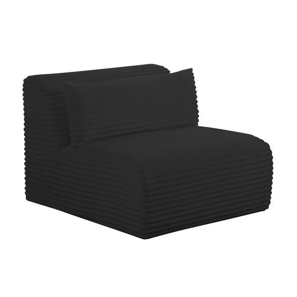 Tarra Fluffy Oversized Black Corduroy Modular Armless Chair TOV-L69008 TOV Furniture
