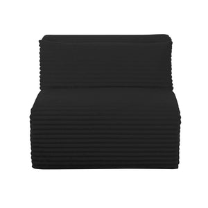 TOV Furniture Tarra Fluffy Oversized Corduroy Armless Chair - Cozy Modular Seating for Luxurious Living Spaces Black TOV-L69008