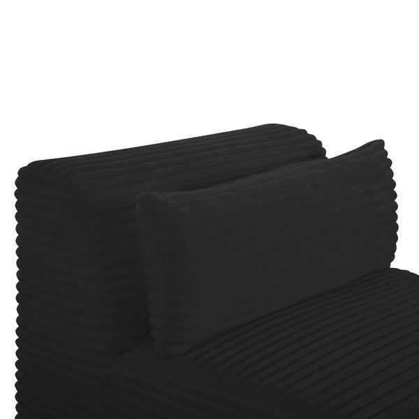 TOV Furniture Tarra Fluffy Oversized Corduroy Armless Chair - Cozy Modular Seating for Luxurious Living Spaces Black TOV-L69008