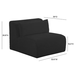 TOV Furniture Tarra Fluffy Oversized Corduroy Armless Chair - Cozy Modular Seating for Luxurious Living Spaces Black TOV-L69008