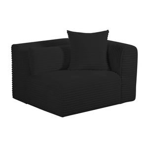 Tarra Fluffy Oversized Black Corduroy Modular RAF Corner Chair TOV-L69009 TOV Furniture