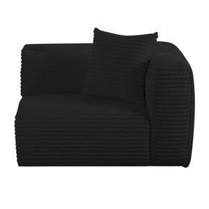 Tarra Fluffy Oversized Black Corduroy Modular RAF Corner Chair TOV-L69009 TOV Furniture