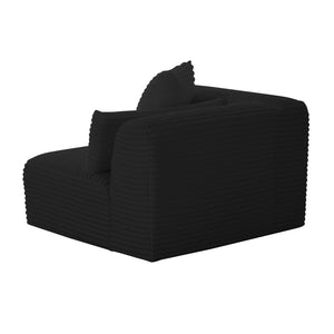 Tarra Fluffy Oversized Black Corduroy Modular RAF Corner Chair TOV-L69009 TOV Furniture