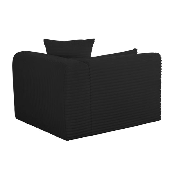 Tarra Fluffy Oversized Black Corduroy Modular RAF Corner Chair TOV-L69009 TOV Furniture