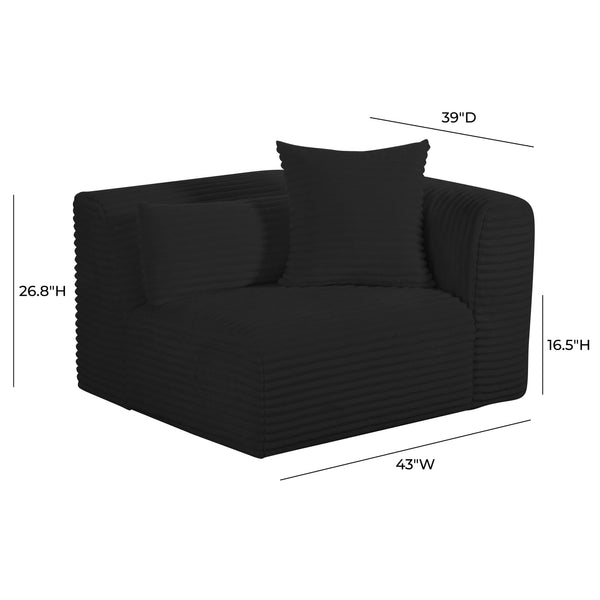Tarra Fluffy Oversized Black Corduroy Modular RAF Corner Chair TOV-L69009 TOV Furniture