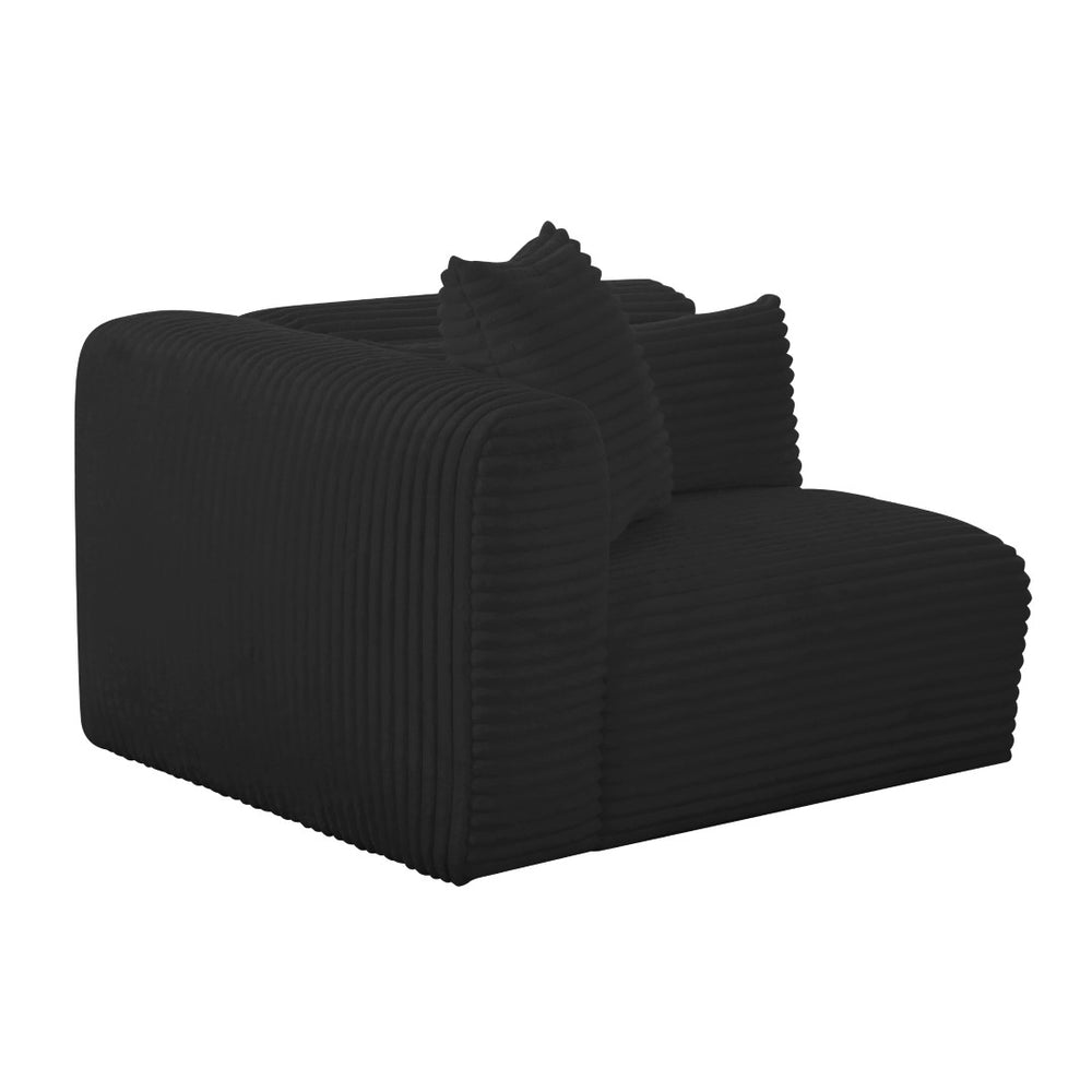 TOV Furniture Tarra Cozy Oversized Modular Corner Chair in Plush Corduroy – Customizable Comfort for Any Space Black / LAF TOV-L69010