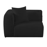 Tarra Fluffy Oversized Black Corduroy Modular LAF Corner Chair TOV-L69010 TOV Furniture