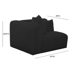 Tarra Fluffy Oversized Black Corduroy Modular LAF Corner Chair TOV-L69010 TOV Furniture
