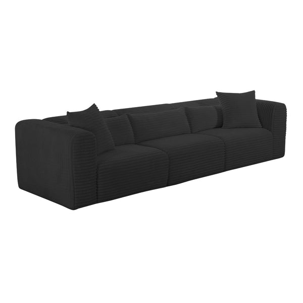 TOV Furniture Tarra 118" Fluffy Oversized Modular Corduroy Sofa - Luxurious Comfort with Easy-Care Versatility Black TOV-L69012