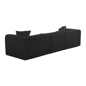 TOV Furniture Tarra 118" Fluffy Oversized Modular Corduroy Sofa - Luxurious Comfort with Easy-Care Versatility Black TOV-L69012