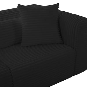TOV Furniture Tarra 118" Fluffy Oversized Modular Corduroy Sofa - Luxurious Comfort with Easy-Care Versatility Black TOV-L69012