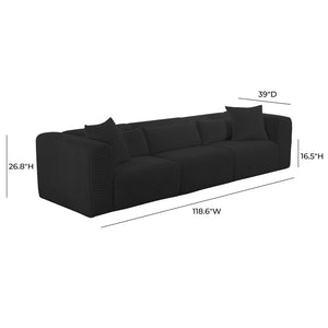 TOV Furniture Tarra 118" Fluffy Oversized Modular Corduroy Sofa - Luxurious Comfort with Easy-Care Versatility Black TOV-L69012