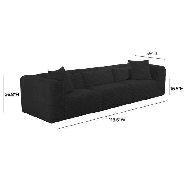 TOV Furniture Tarra 118" Fluffy Oversized Modular Corduroy Sofa - Luxurious Comfort with Easy-Care Versatility Black TOV-L69012