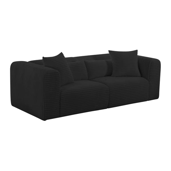 Tarra Fluffy Oversized Black Corduroy Modular Loveseat TOV-L69013 TOV Furniture