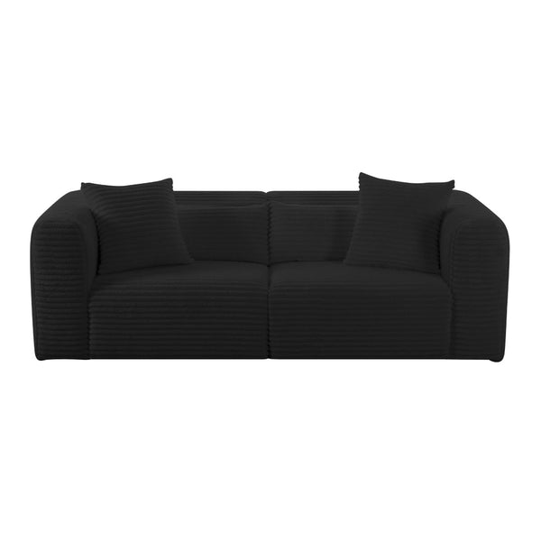TOV Furniture Tarra 86" Cozy Oversized Corduroy Modular Loveseat for Stylish Comfort and Versatile Living Spaces Black TOV-L69013