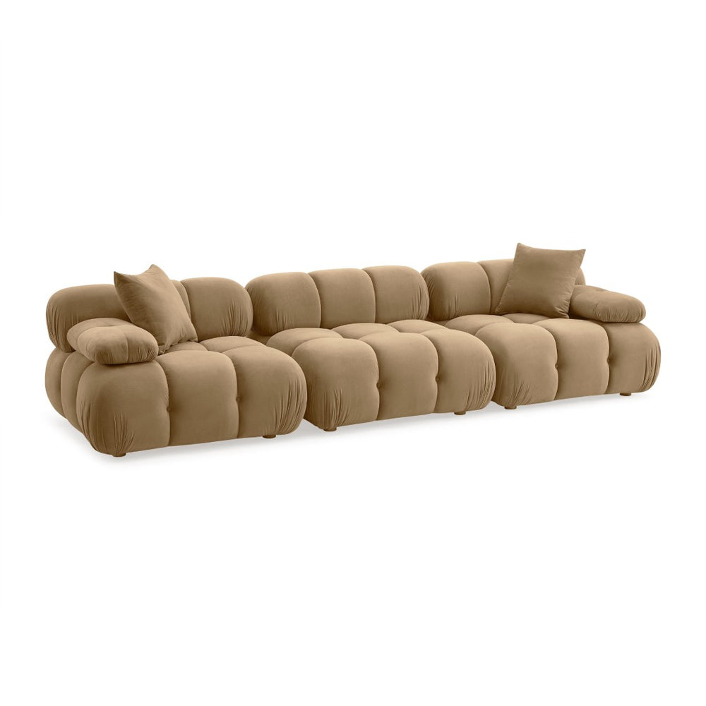TOV Furniture Calliope 118" Modular Sofa in Cafe Au Lait Velvet – Luxurious Comfort with Customizable Style Options TOV-L69019