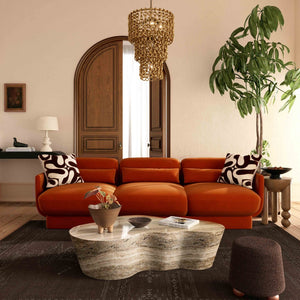 TOV Furniture Azalea Velvet Sofa - Timeless Art Deco Elegance with Plush Comfort for Stylish Living Spaces and Lounges Rust TOV-L69077