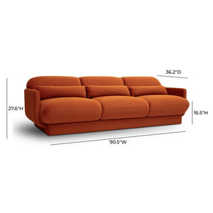 TOV Furniture Azalea Velvet Sofa - Timeless Art Deco Elegance with Plush Comfort for Stylish Living Spaces and Lounges Rust TOV-L69077