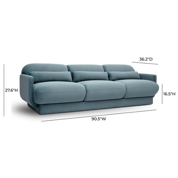 TOV Furniture Azalea Velvet Sofa - Timeless Art Deco Elegance with Plush Comfort for Stylish Living Spaces and Lounges Powder Blue TOV-L69078
