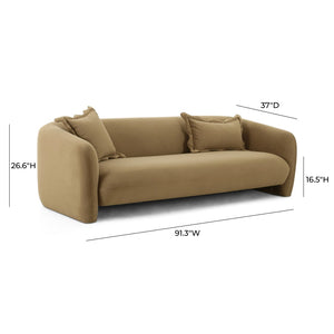 TOV Furniture Lou 91" Cafe Au Lait Performance Velvet Sofa - Plush Comfort, Stylish Design & Easy Care for Homes TOV-L69089