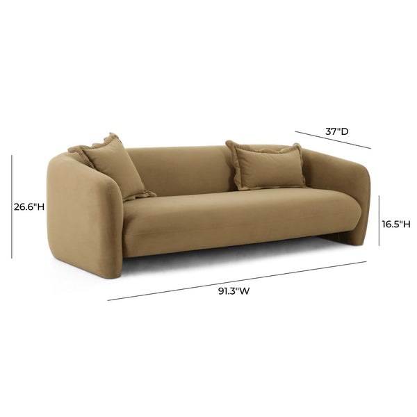 TOV Furniture Lou 91" Cafe Au Lait Performance Velvet Sofa - Plush Comfort, Stylish Design & Easy Care for Homes TOV-L69089