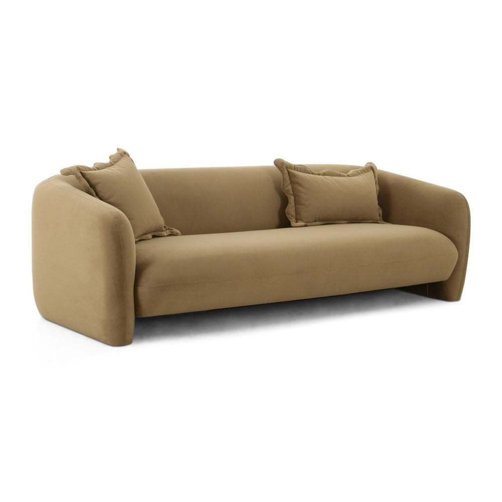 TOV Furniture Lou 91" Cafe Au Lait Performance Velvet Sofa - Plush Comfort, Stylish Design & Easy Care for Homes TOV-L69089